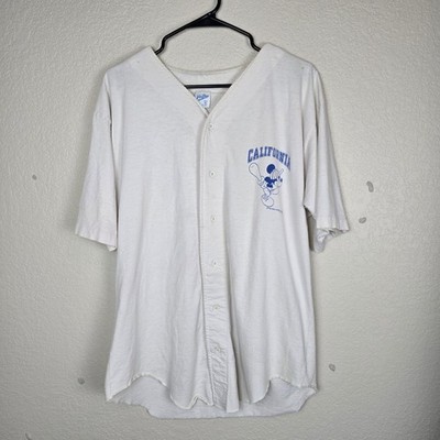 Vintage Velva Sheen Disney Mickey Mouse Baseball Jersey Shirt California White