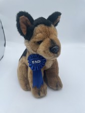Rare Vintage FAO Schwarz Toys R Us Blue Ribbon German Shepherd Puppy Dog Plush