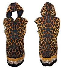 Gianna Versace Jeans Leopard Print Hoody Long Sweater Sleeveless Dress M