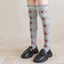 Baby Girls Long Tube Socks Spring Autumn Summer Thin Strawberry Printed Socks