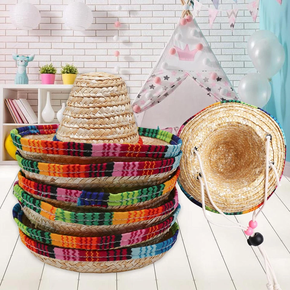 6件装天然吸管迷你墨西哥Sombrero嘉年华派对帽子用品装饰 — 第 4/4 张图片