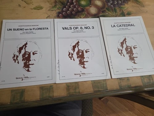 Agustin Barrios Mangore Works For Classical Guitar Rare Sheet Music,Lot Of 3
