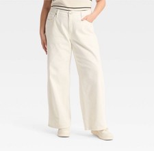Women's Low-Rise Wide Leg Baggy Jeans - Wild Fable White Flawed Size 17