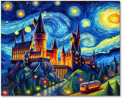 DIY Paint by Numbers Kit for Adults Magic Castle Paint by Number Kits on Canvas 