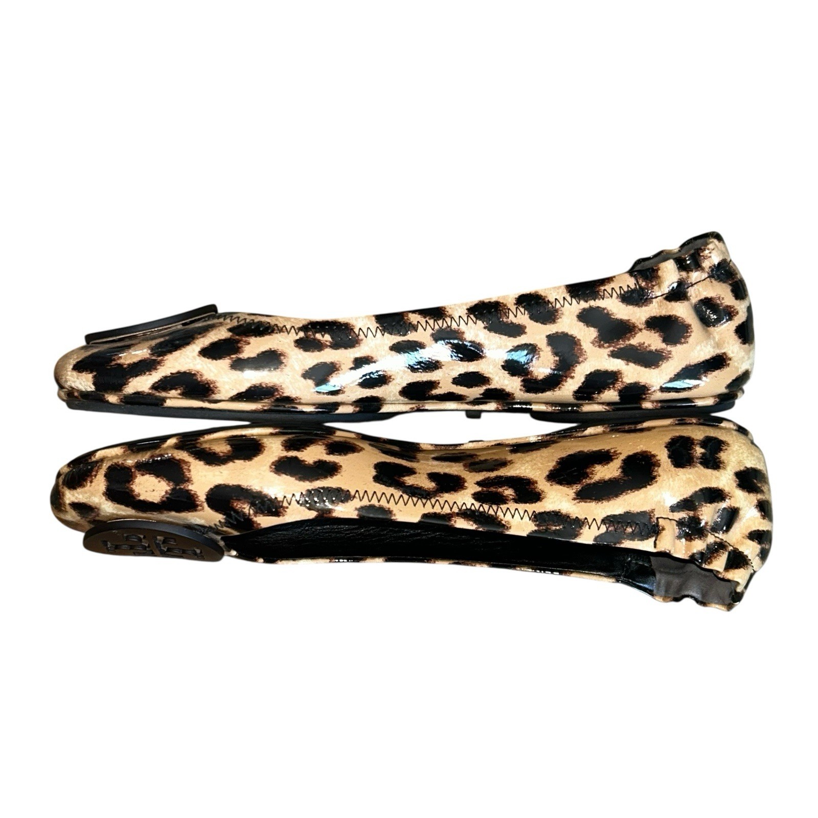 Tory Burch Minnie Leopard Patent Leather Travel Ballet Flats Logo $228 9.5 thumbnail 6