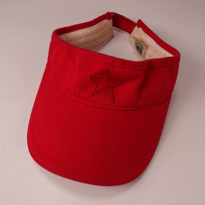 Faded Glory Visier Mütze Damen Rot Verstellbare Baumwolle Star Bestickt Sommer