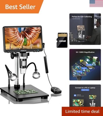 7'' Digitally Enhanced Microscope: 1080P, 1200X Magnification with 32GB Storage