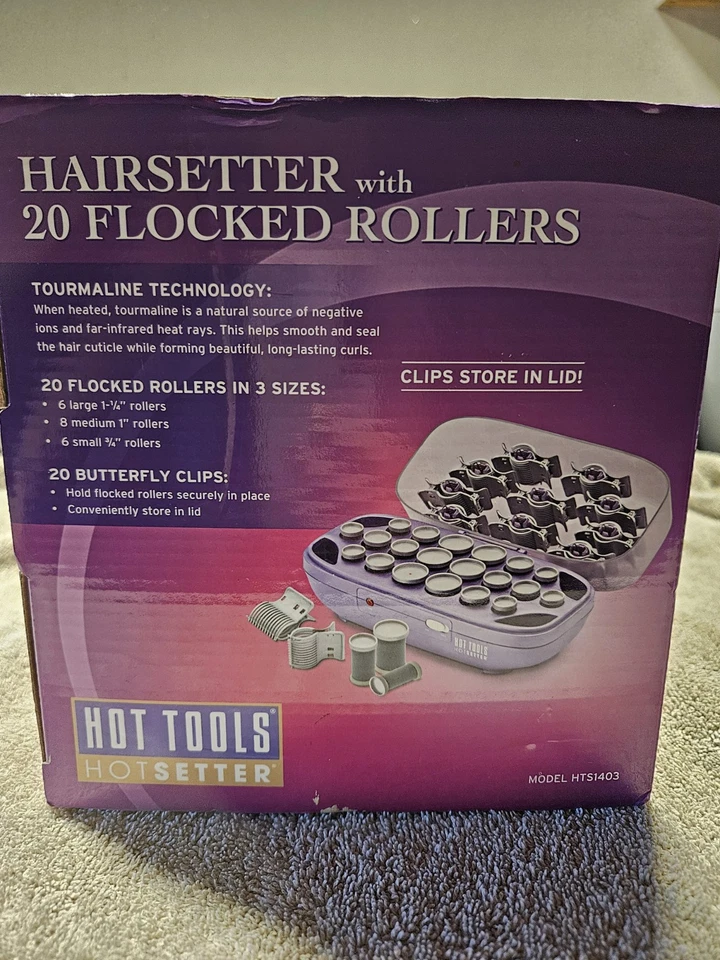 Hot Shot Tools Hairsetter with 20 Flocked Rollers Curlers 3 Sizes Fast Heat  - Изображение 4 из 4