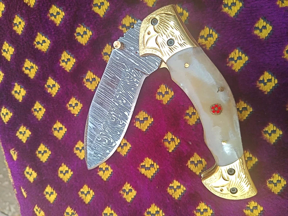 Navaja de bolsillo Eagle | Jackknife | Cuchillo Damasco | Cuchillo Damasco Exterior Hecho a Mano Foto 2 de 4