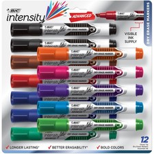 BIC Intensity Advanced Colorful Dry Erase 12 Count Pack of 1 , Assorted