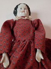 16" Lovely antique German Hertwig China Shoulder Head Doll cloth Body Doll Rm7 