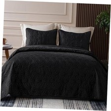 King Quilt Bedding Set, Soft Bedspreads Quilts King Size King 96"x104" Black