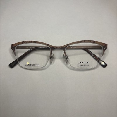 New Kliik Denmark Stainless Steel Brown Python 651 Eyeglass Frames B40