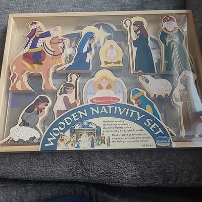 Melissa & Doug Wooden Christmas Nativity Set 11 Piece Child-Friendly Playset New