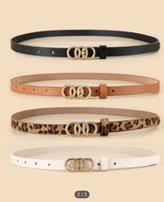 4 Pcs Leopard Pattern Triple Circle Buckle Belt