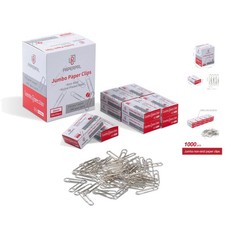 Bulk 1000 Jumbo Non-Skid Paper Clips - 10 Boxes of 100, Perfect for Organizing