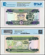 Solomon Islands 50 Dollars, 1986 ND, P-17, UNC, Authenticated