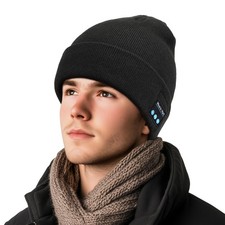 Bluetooth Beanie for Men Women, with One Size, Black