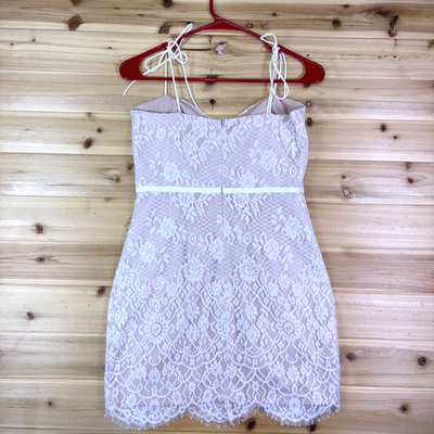 Superdown Dress Womens Small White Lace Beige Lottie Bustier Mini Dress