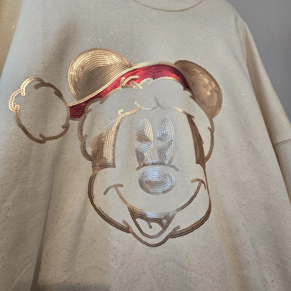 Camiseta Disney World Spirit Holiday 2022 Santa Mickey feminina GG lantejoulas de Natal - Imagem 3 de 4