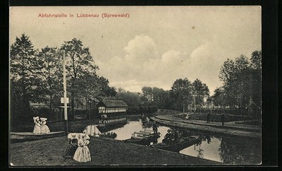 Lübbenau / Spreewald, Partie am der Abfahrtstelle, Ansichtskarte 