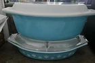 Vintage Pyrex Blue Snowflake Divided Casserole & 2.5 Qt