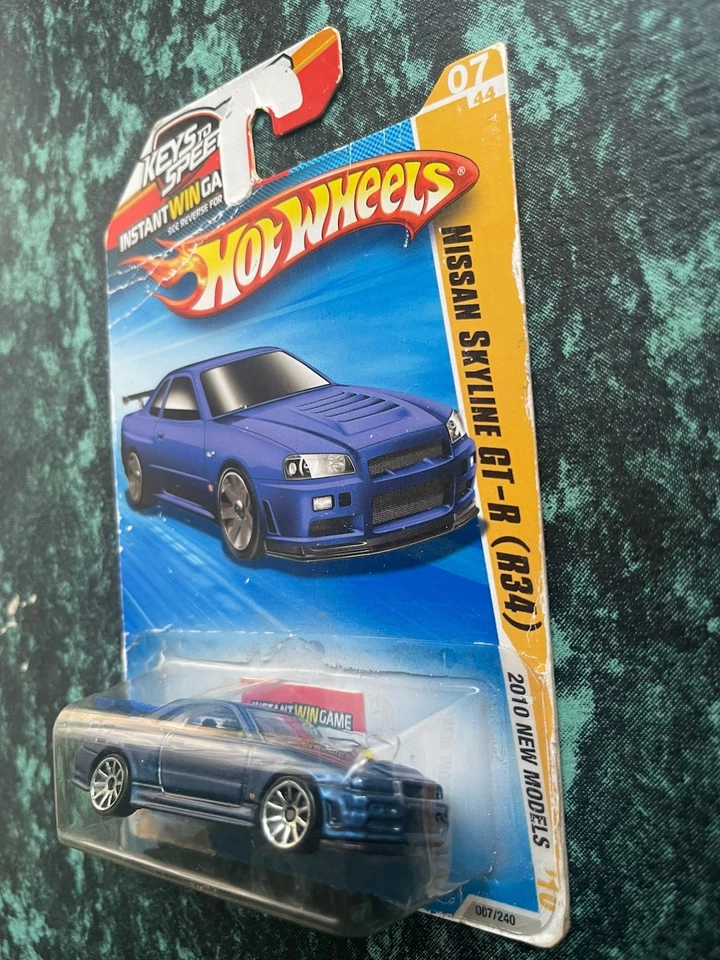 Hot Wheels 2010 New Models Nissan Skyline GT-R R34 Blue Long Card 007/250# 07/44 - Image 4 of 4