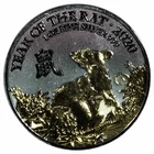 2020 1 Oz Gilded Great Britain Year of the Rat 2 Pounds .999 Fine Silver Round