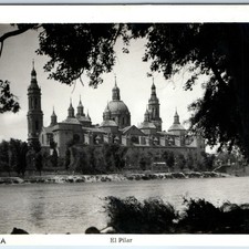 c1930s Zaragoza, Spain RPPC El Pilar Basilica Cathedral River Ebro Towers A363