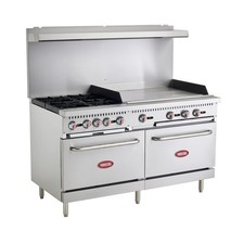 Kratos Commercial Gas Range, 60" Wide with 36" Griddle, 4 Burners, and 2