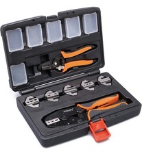 Wirefy 8 PCS Crimping Tool Set - Ratcheting Wire Crimper with Precision Stripper