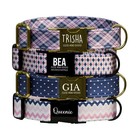 Personalized Dog Collar Leash Set Plaid Argyle Polka Dot Name (OG-259)