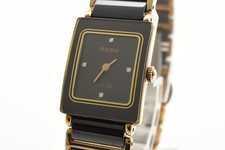 N MINT RADO 153.0283.3N 18mm Black Dial Quartz Women's Watch From JAPAN 156