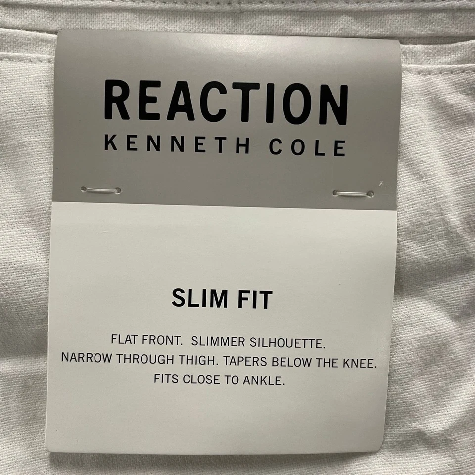 Pantalón Chino REACTION KENNETH COLE Mezcla de Lino Calce Ajustado Para Hombre Talla 40x32 Foto 2 de 4