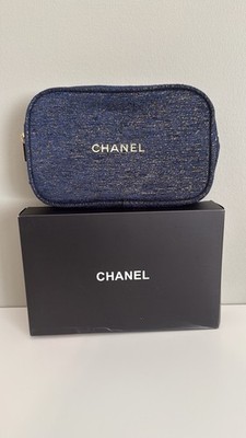 CHANEL Navy & Metallic Makeup Bag Cosmetic Pouch