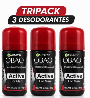 Garnier Obao Active Desodorante Hombre Roll On 65g 3 Pack Deodorant 