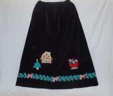 Vintage Eagles Eye Velvet Christmas Gingerbread House Applique Maxi Skirt Sz S