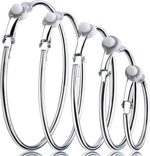 5 Pairs Silver Clip on Earrings Hoop Non Piercing Women Clip Earrings for Women,