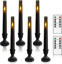 Flameless Taper Candles,with Remote and Timer Flickering Grey-6 
