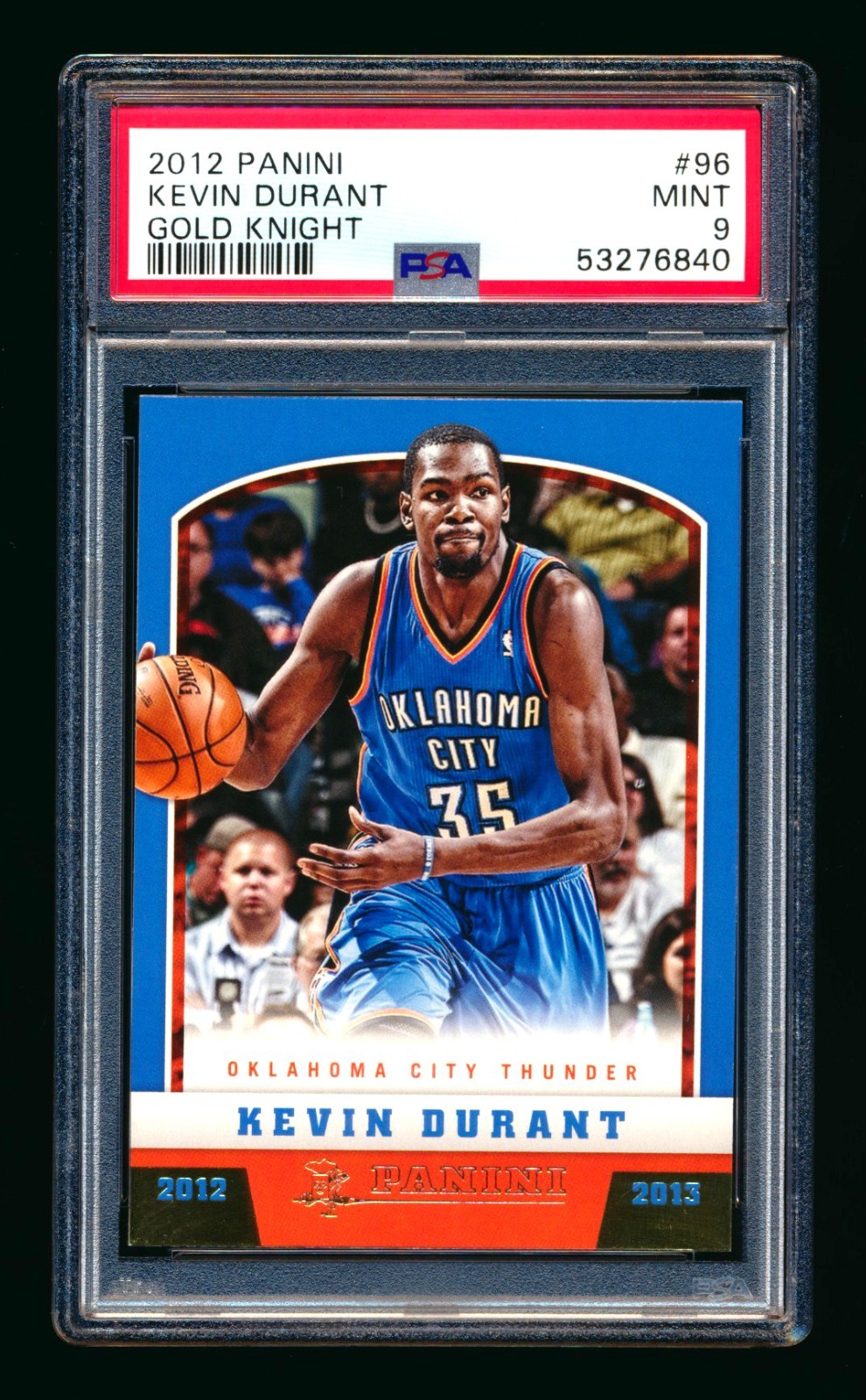 2012-13 PANINI #96 KEVIN DURANT GOLD KNIGHT PARALLEL OKC THUNDER SP PSA 9 MINT!