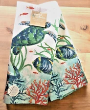 Kay Dee Coastal Sea Turtle Kitchen Dish Towels Absorbent 100% Cotton Set of 2