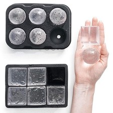 Large Ice Cube Tray Ball Maker Big Rubber Mold Sphere Whiskey DIY Round Mould UK
