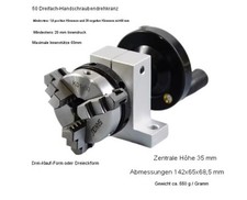 Handbet&auml;tigtes Drehfutter Mit 35 Mm Spitzenh&ouml;he, Lagerstahlkonstruktion