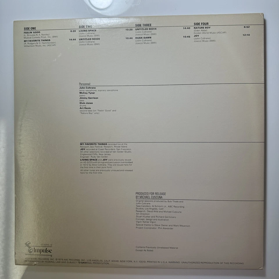 Feelin’ Good Mastery Of Record Vinyl John Coltrane MCA Impulse IZ 9345 2LP Foto 2 de 4