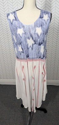 Jessica Taylor Kaftan One Size USA Flag Patriotic Sheer Cover Americana Heritage