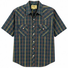Vintage 70 80s ELY Cattleman Shirt Mens XL Plaid Pearl Snap Western Cowboy Korea