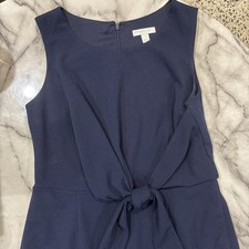 New York & Company Dress Womens Navy Stretch Sleeveless Draped  