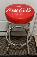 Enjoy Coca Cola Red Bar Stool Trade Mark Regular Cushioned Vinyl 28” Tall