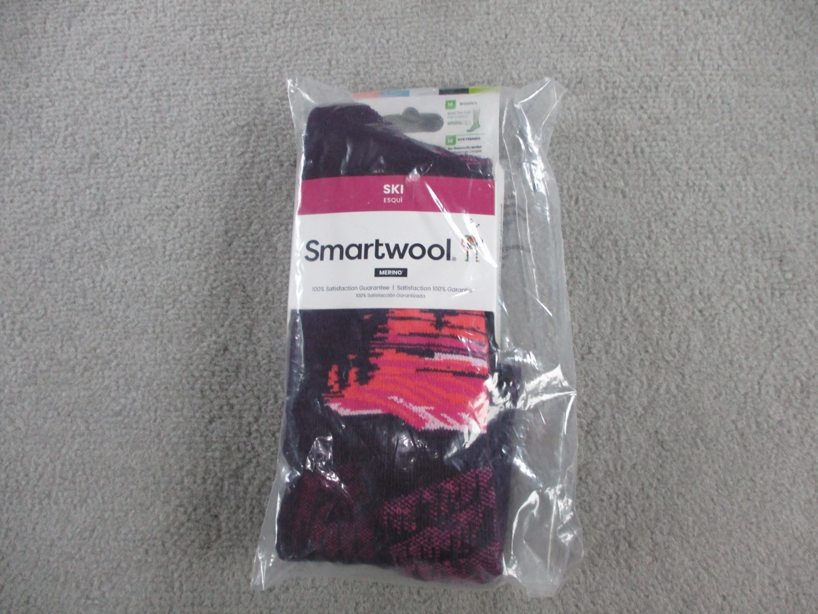 Smartwool Ski Socks Womens Medium Over the Calf Merino Colorful Print Cushion