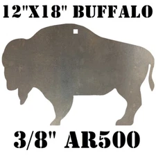 12" x 18" x 3/8" AR500 Cowboy Action Buffalo Silhouette Steel Shooting Target